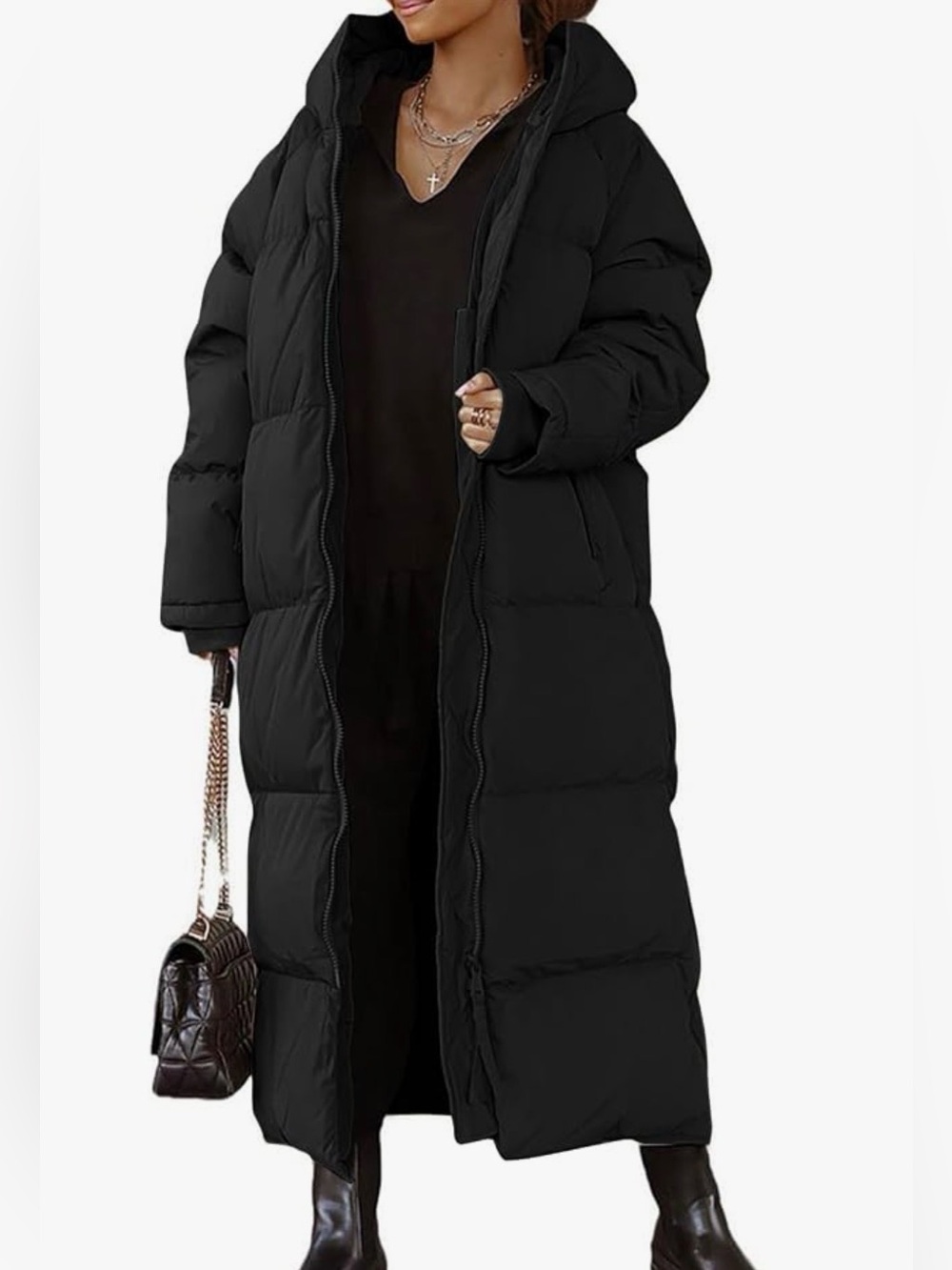 NWT Flygo Womens Hooded Long Puffer Coat
Winter Padded Down Cocoon Jacket, XL.